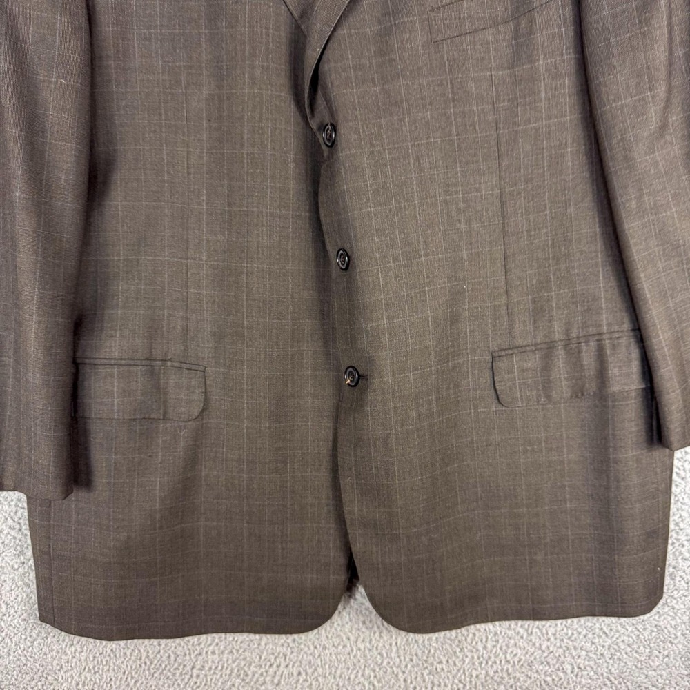 Ermenegildo Zegna‎ Blazer Mens 48L Brown Wool Check Sport Coat Made Switzerland - Picture 4 of 16